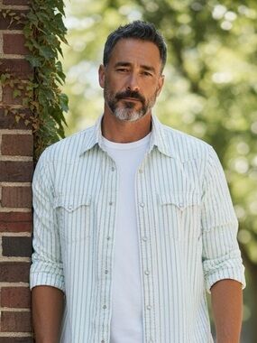 🤠 VTG Express Rider Men’s Small Western Pearl Snap Stripped Shirt - White/Teal